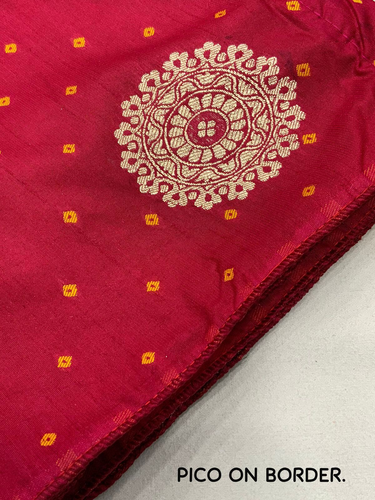 "Opulent Elegance: Pure Dola Silk Saree with Bandhej Woven Design & Banarsi Silk Blouse"