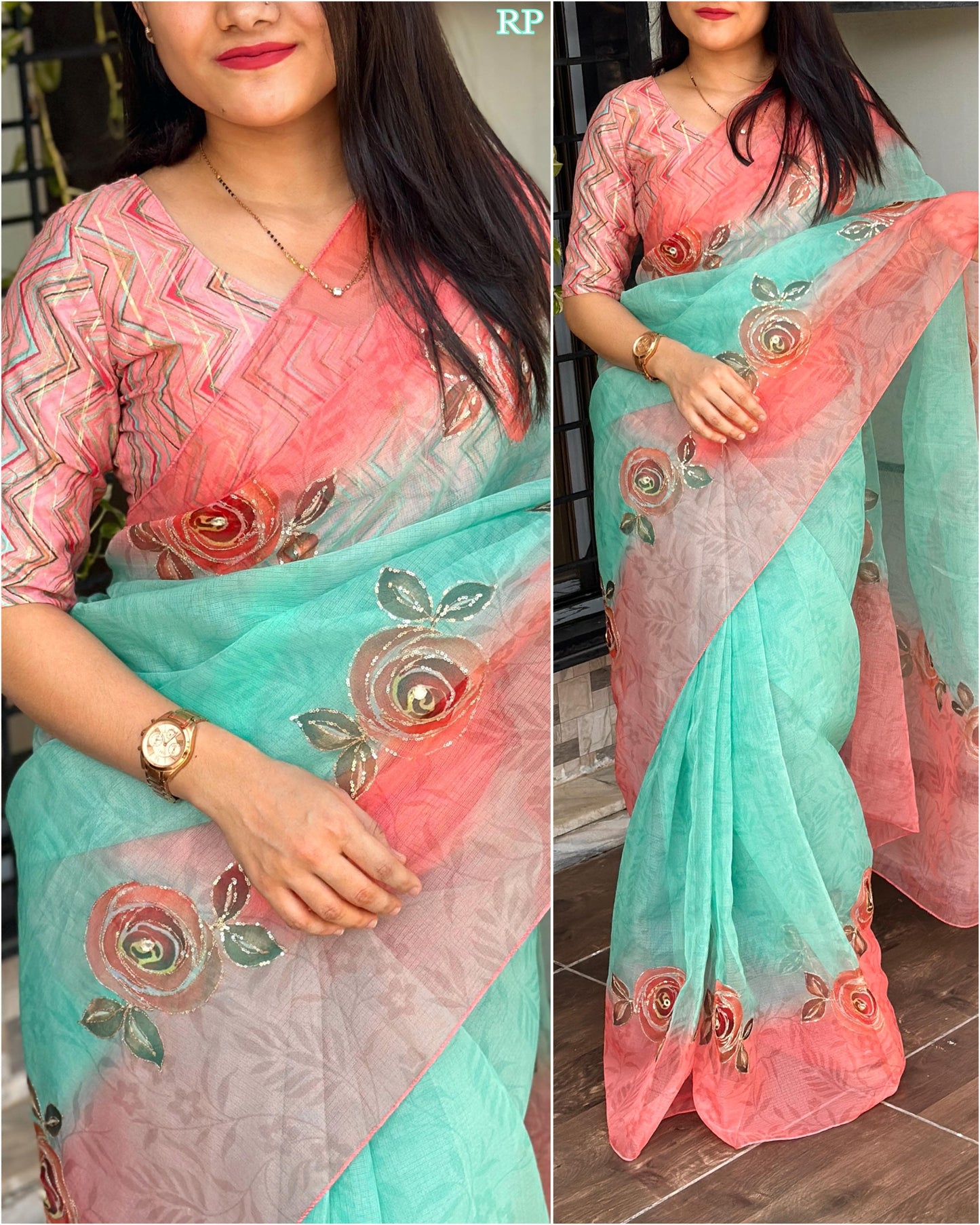 "Pastel Dream: Lightweight Leno Cotton Saree with Designer Blouse"