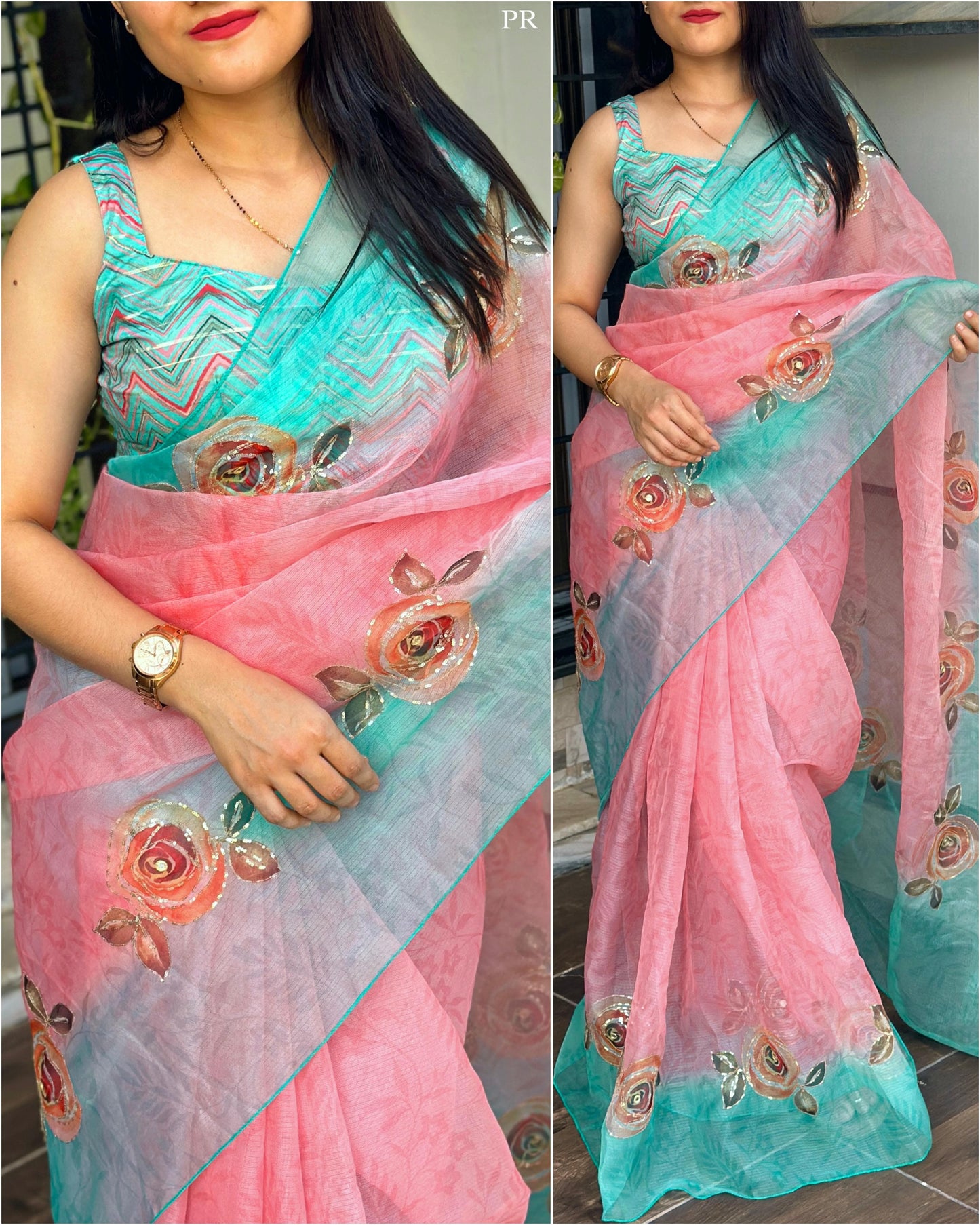 "Pastel Dream: Lightweight Leno Cotton Saree with Designer Blouse"