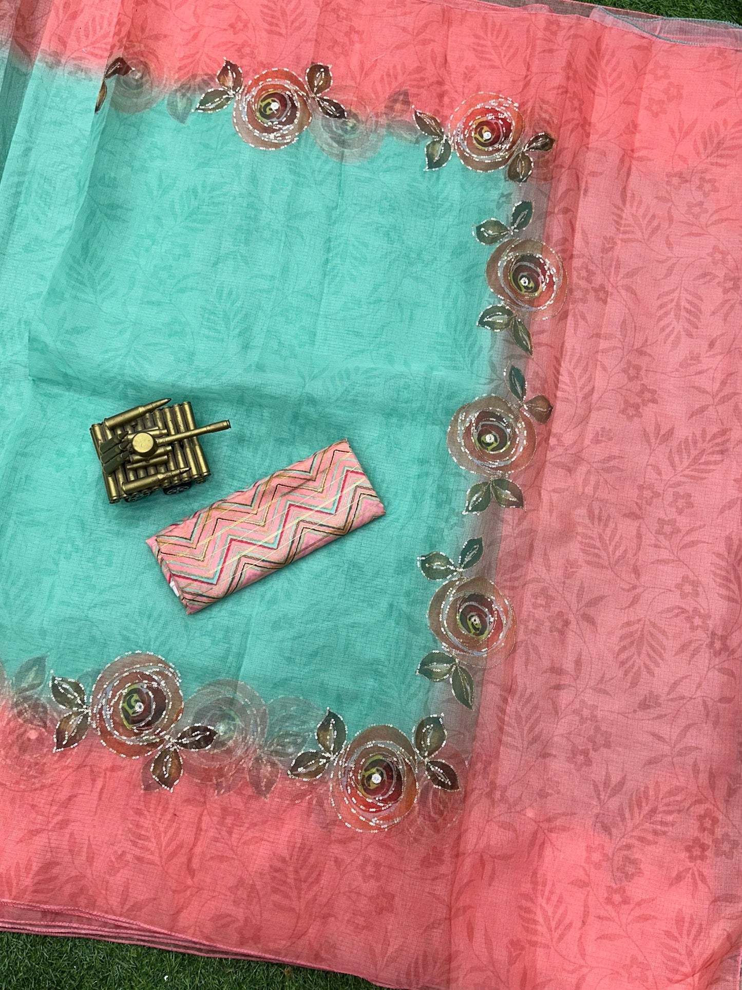 "Pastel Dream: Lightweight Leno Cotton Saree with Designer Blouse"