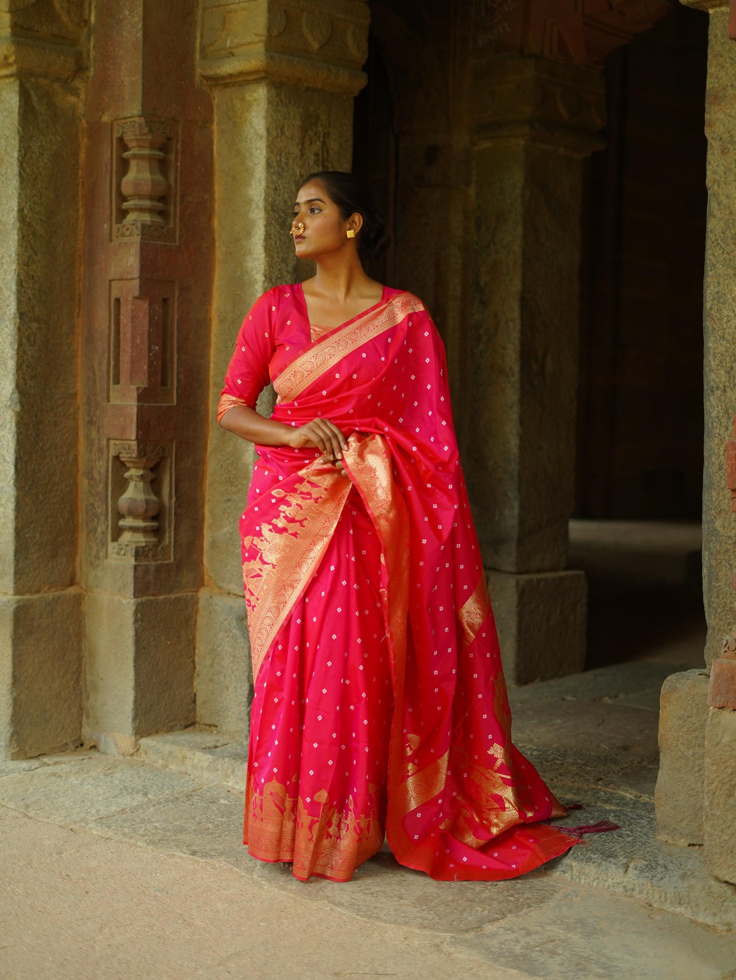 "Exquisite Hand Bandhej Silk Saree Collection - Premium Quality"