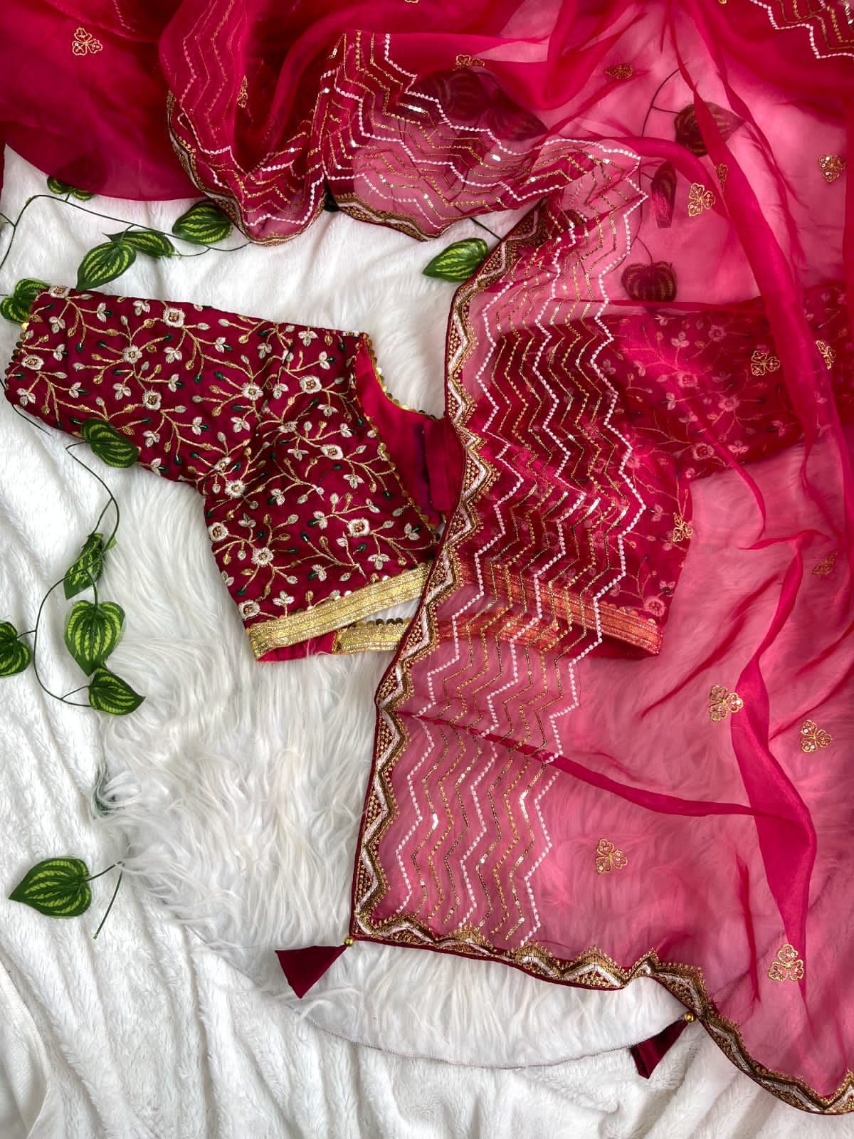 Women's Embroidery Pink Colour Soft Organza Silk Saree with Stitched Blouse