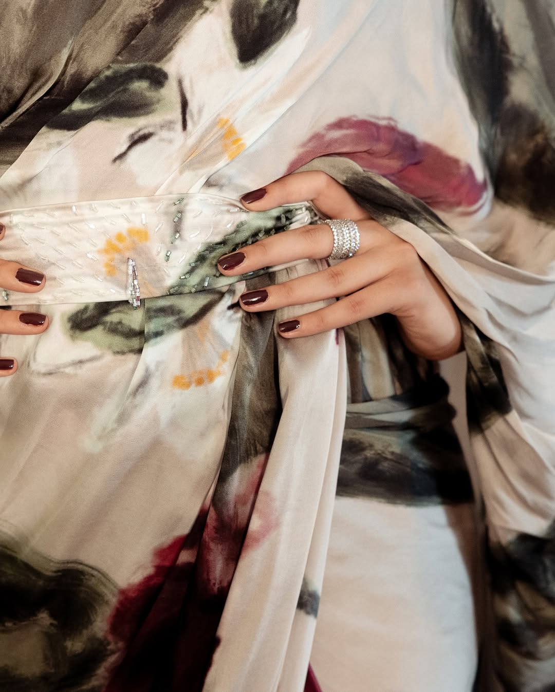 Kriti Sanon Inspired Floral Digital Print Japan Satin Silk Saree with Matching Blouse