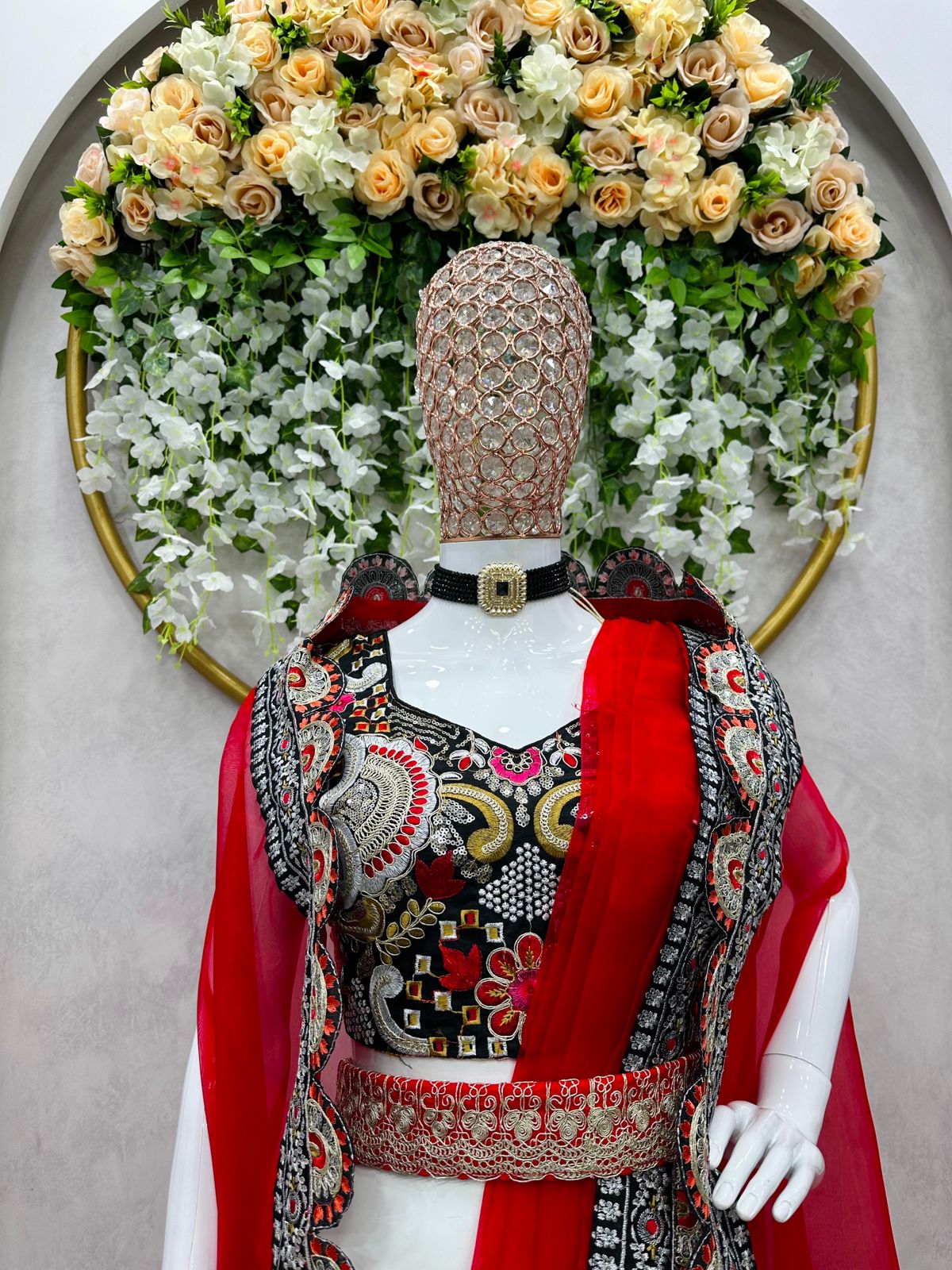 Designer Organza Silk Indo-Western Sharara Set with Thread and Sequins Work