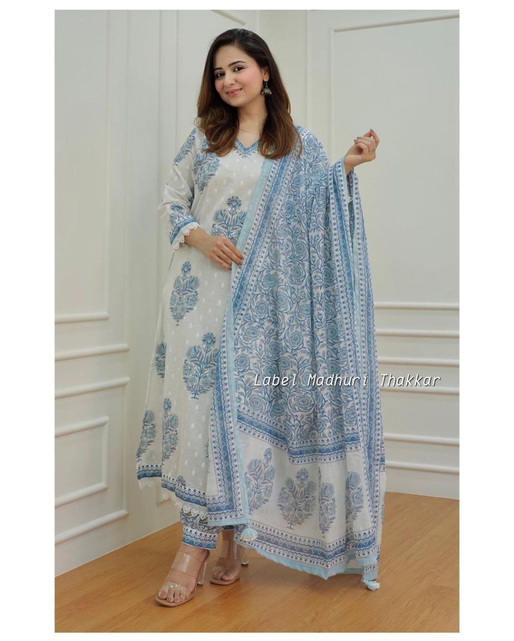 Elegant Blue and White Afghani Suit Set: Finest Embroidery and Motifs