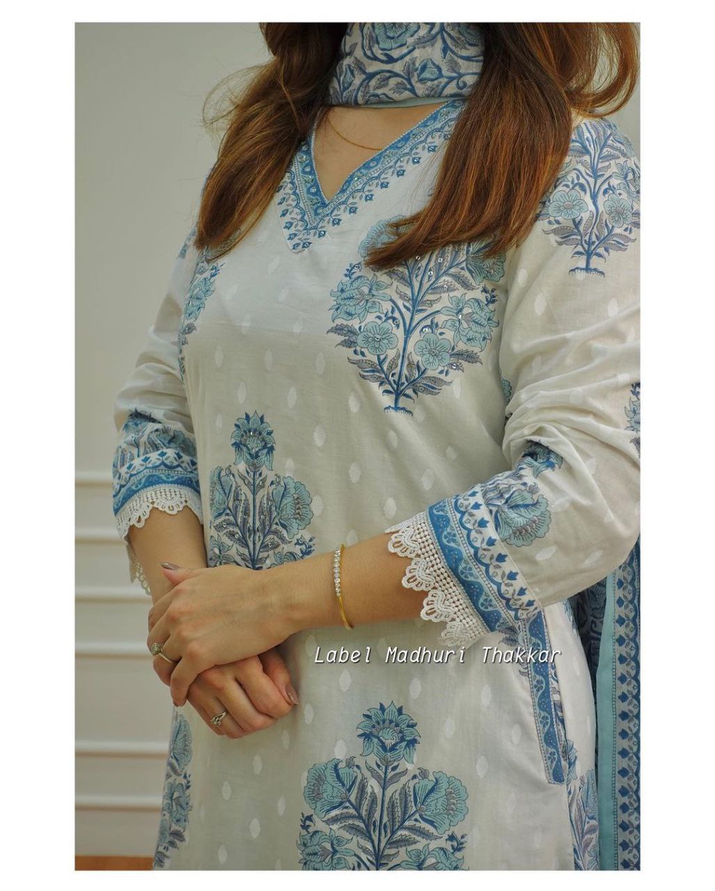 Elegant Blue and White Afghani Suit Set: Finest Embroidery and Motifs