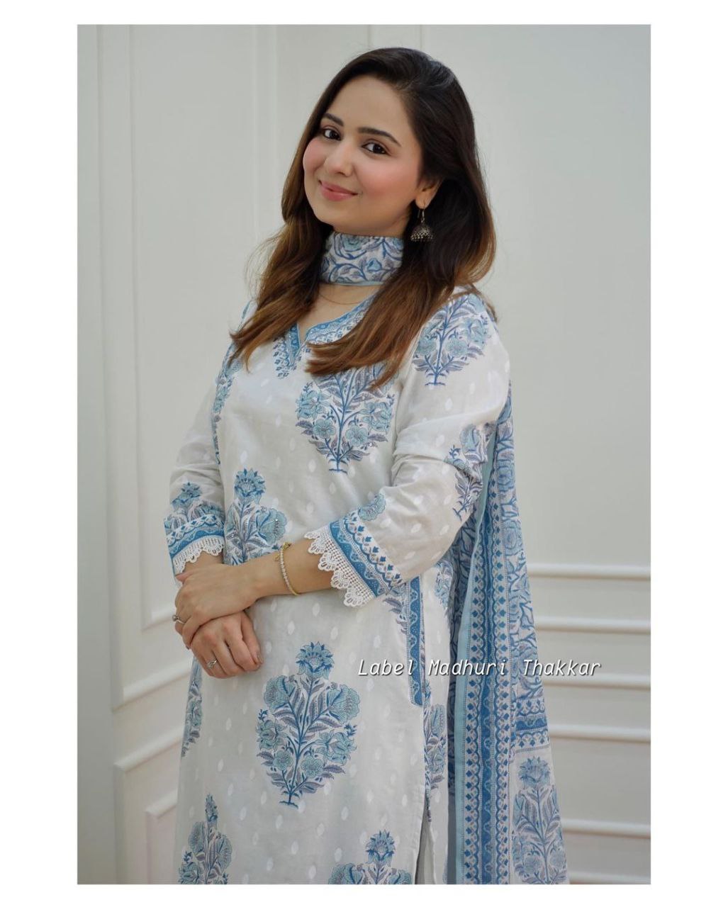 Elegant Blue and White Afghani Suit Set: Finest Embroidery and Motifs