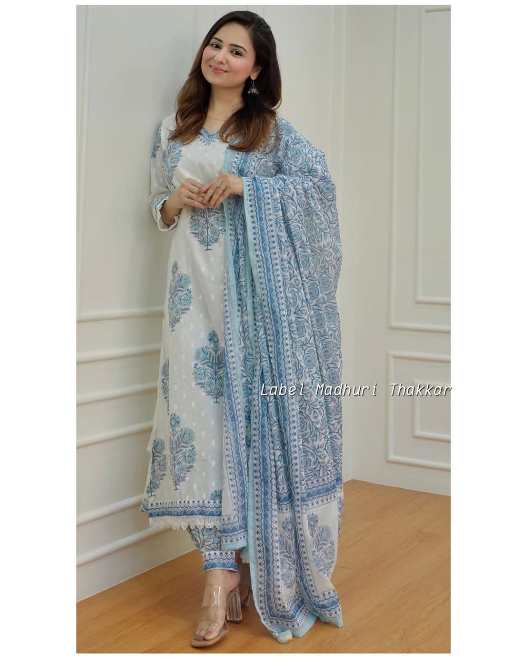 Elegant Blue and White Afghani Suit Set: Finest Embroidery and Motifs