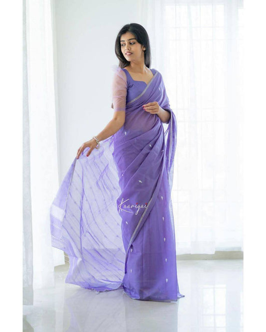 Elegant Marker Slub Weave: Special Linen Soft Cotton Saree with Blouse