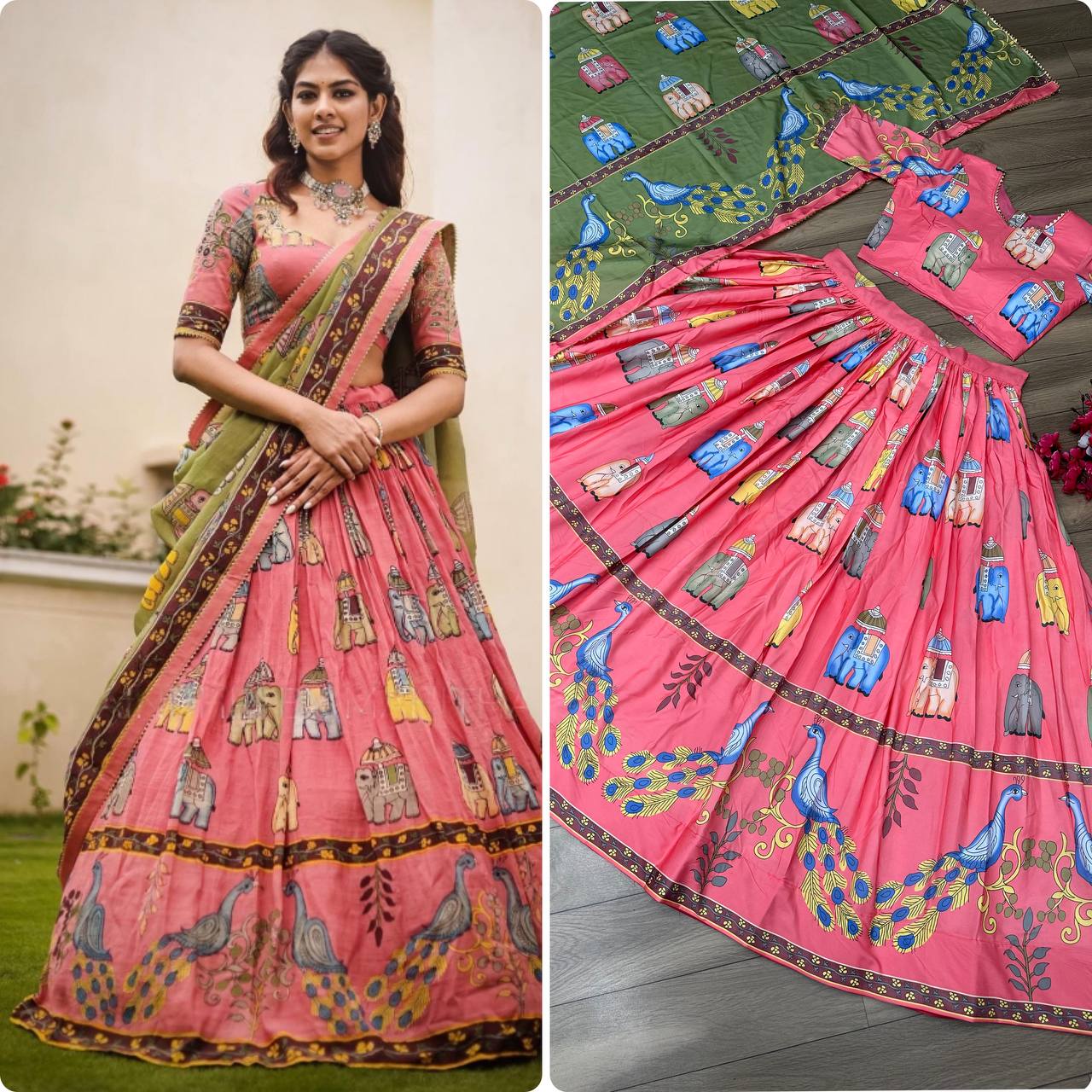 "Exquisite Kalamkari Ready to Wear Lehenga Choli Set: Traditional Elegance Meets Contemporary Style"