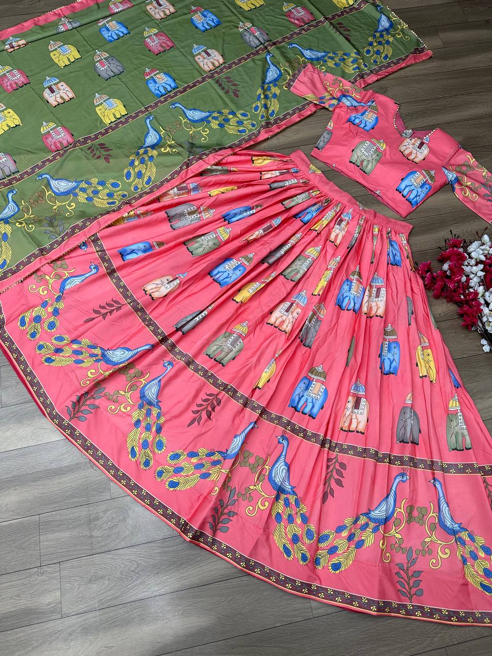 "Exquisite Kalamkari Ready to Wear Lehenga Choli Set: Traditional Elegance Meets Contemporary Style"