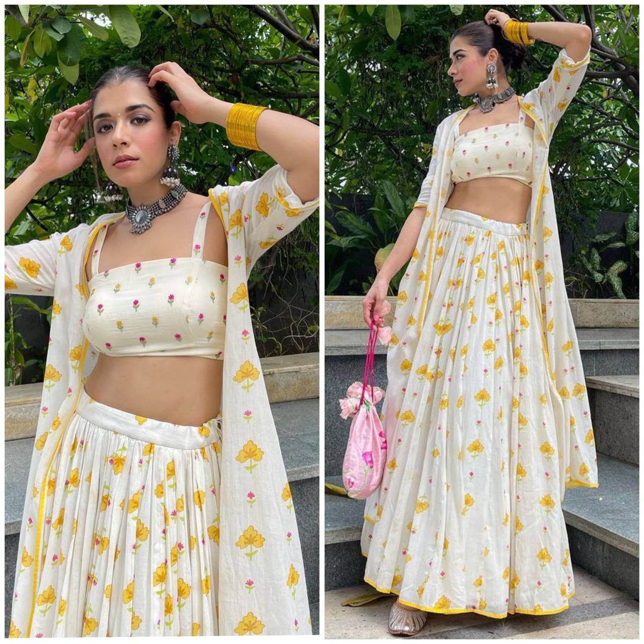 "Glamourous Fox Georgette Lehenga Choli Ensemble with Digital Print & Shrug - Fit up to XXL Size, Semi-Stitched, Lightweight - Perfect Fusion of Style and Comfort!"