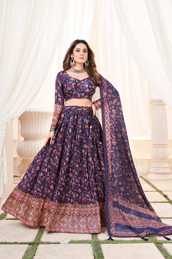 Women's Beautiful  Floral Chinon Lehenga with Zabuki Work - Perfect for Weddings and Festive Glamour!"