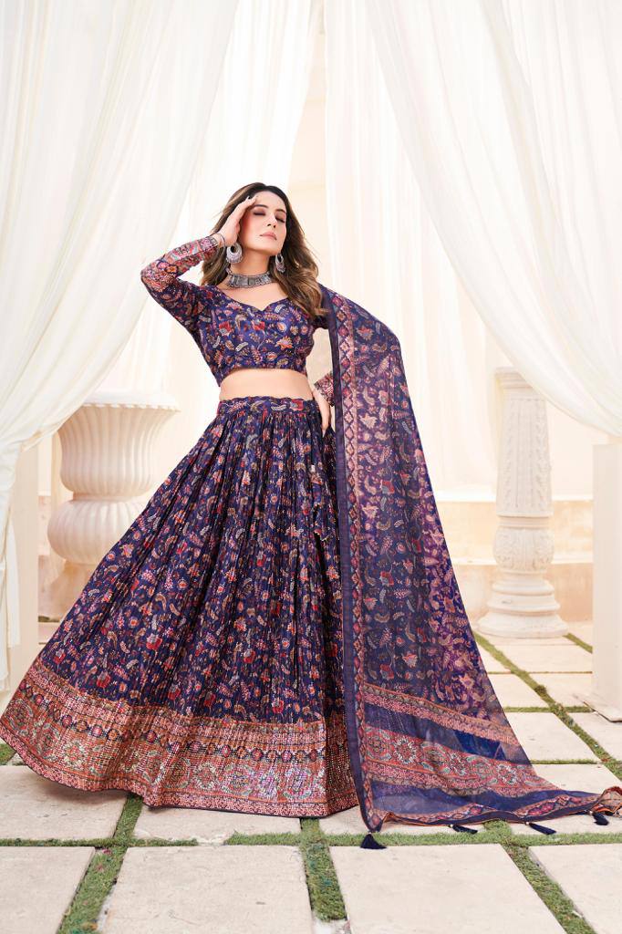 Women's Beautiful  Floral Chinon Lehenga with Zabuki Work - Perfect for Weddings and Festive Glamour!"