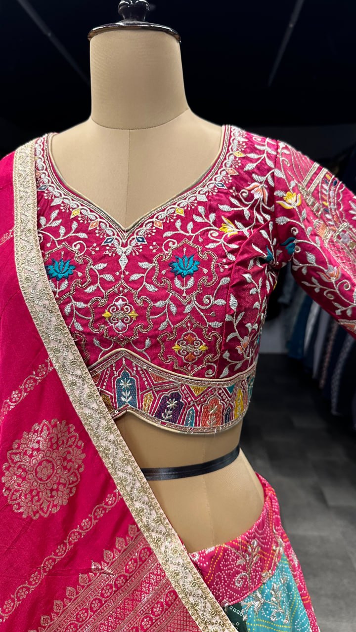 "Exquisite Multicolor Lahenga Choli Set with Men's Kurta - Heavy Embroidery, Sequins, and Jacquard Dupatta - Perfect for Festivals and Celebrations!"