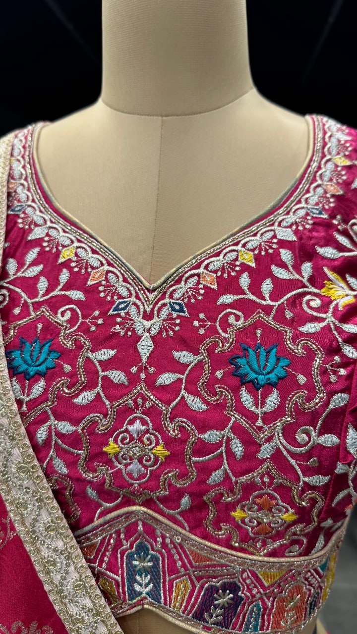 "Exquisite Multicolor Lahenga Choli Set with Men's Kurta - Heavy Embroidery, Sequins, and Jacquard Dupatta - Perfect for Festivals and Celebrations!"