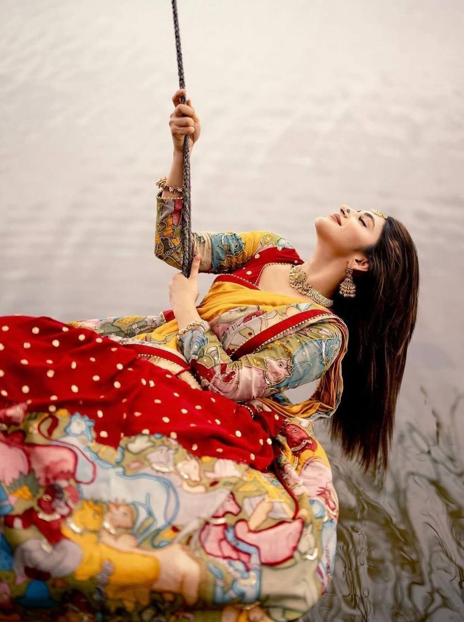 "Sreeleela Inspired Kalamkari Lehenga Choli: Exquisite Fox Georgette Ensemble"