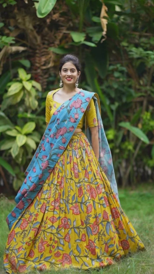 "Digital Print Georgette Gaji Lehenga Set: Festive Comfort & Style"