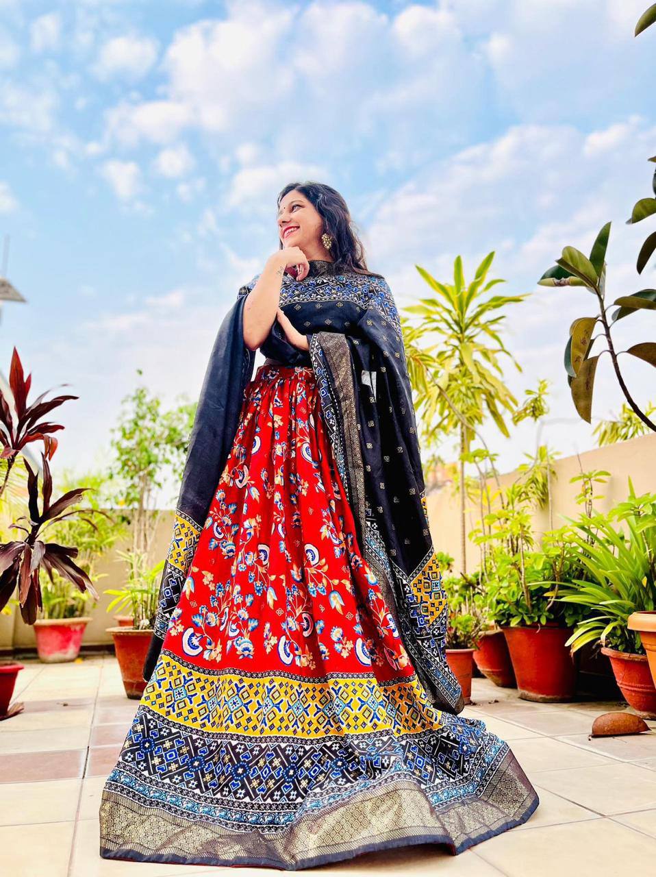 "Floral Splendor: Soft Dola Silk Lehenga Set with Foil Work & Tassels"