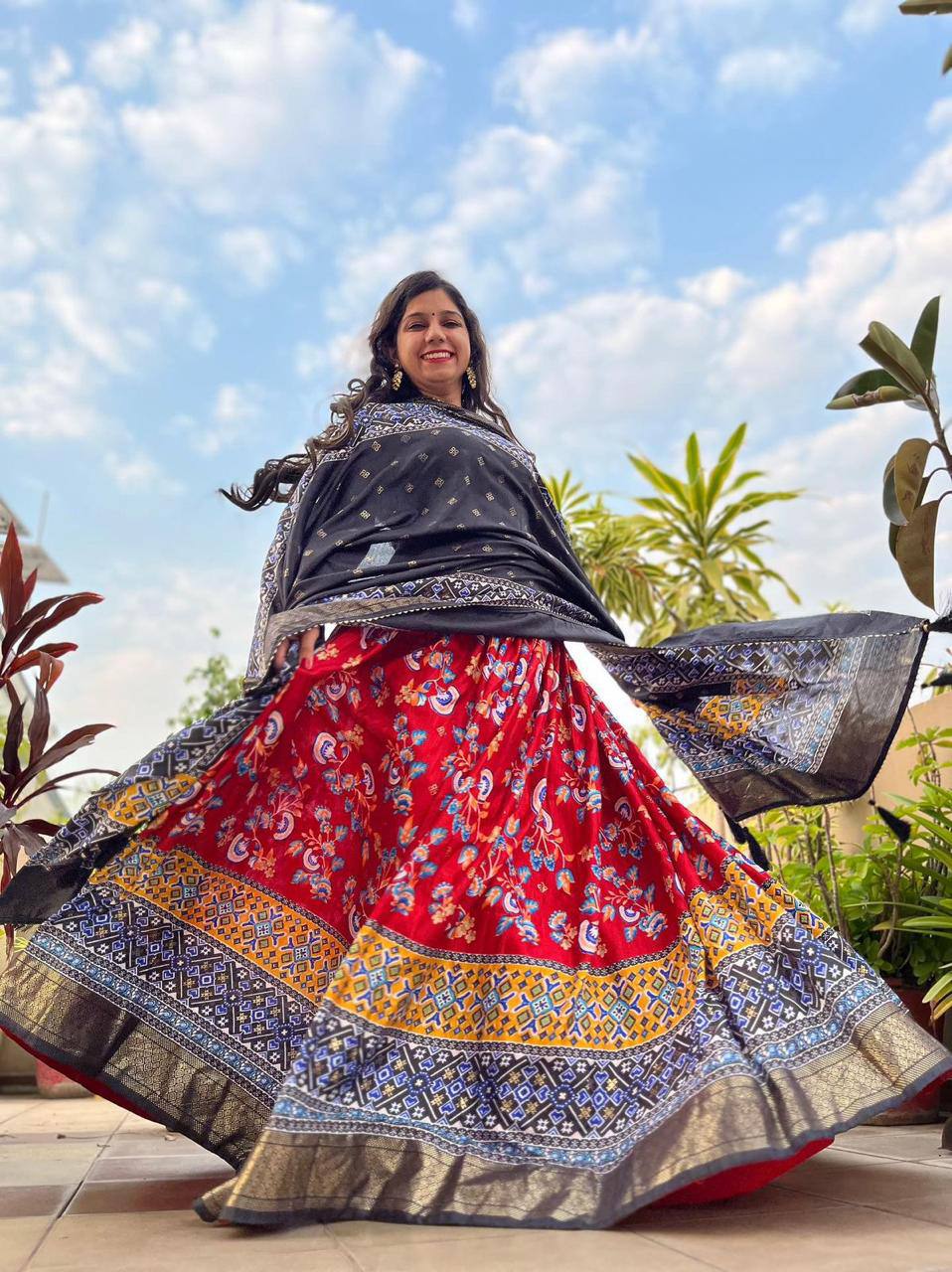 "Floral Splendor: Soft Dola Silk Lehenga Set with Foil Work & Tassels"