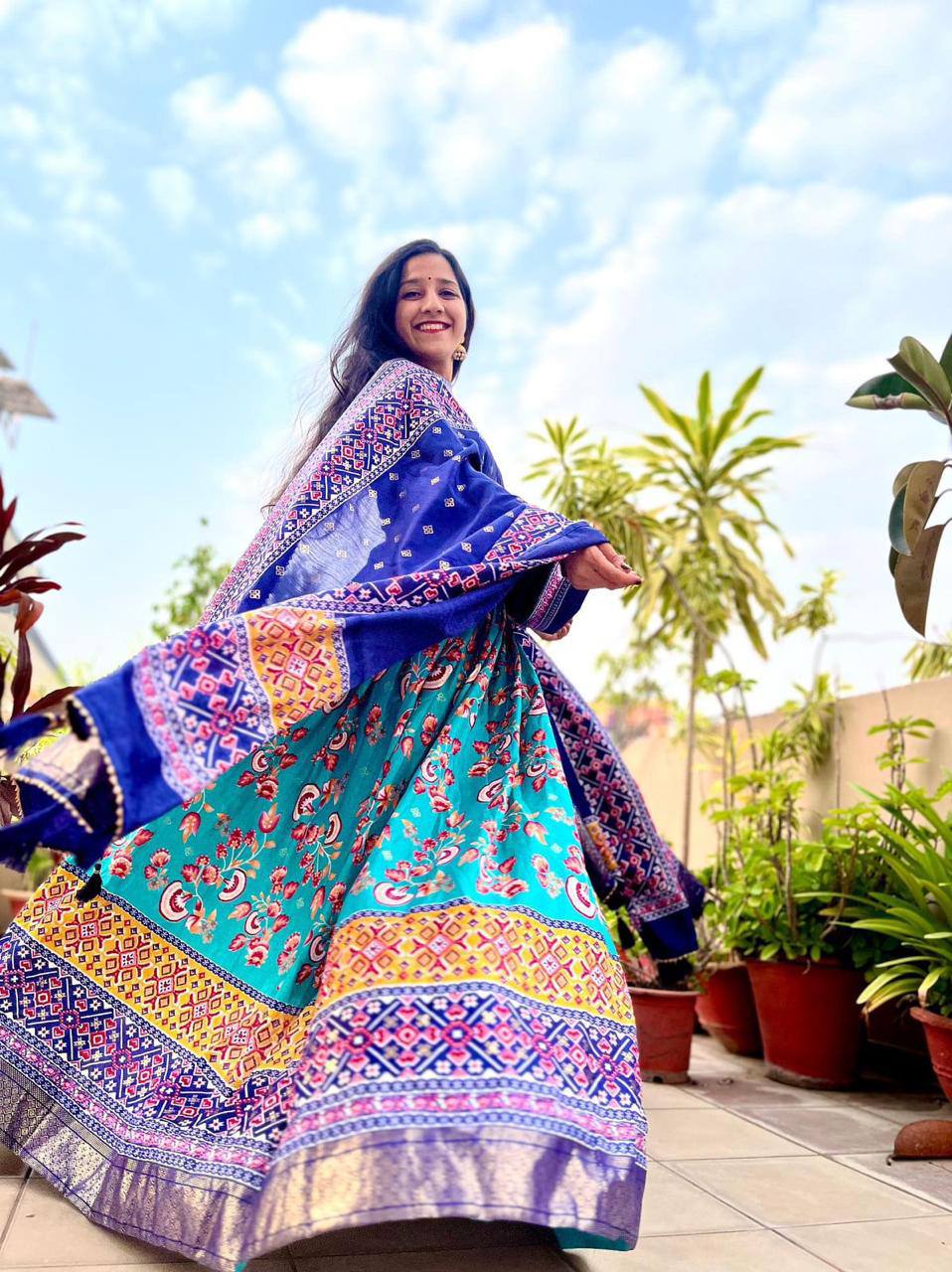 "Floral Splendor: Soft Dola Silk Lehenga Set with Foil Work & Tassels"