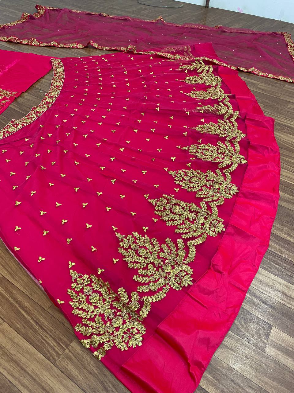 "Pink Perfection: Embroidered Lehenga Choli Ensemble"