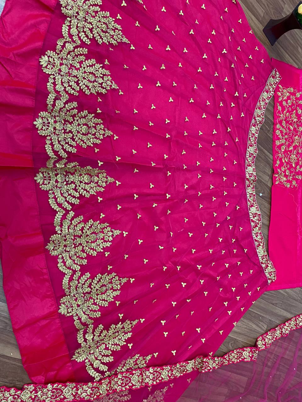 "Pink Perfection: Embroidered Lehenga Choli Ensemble"