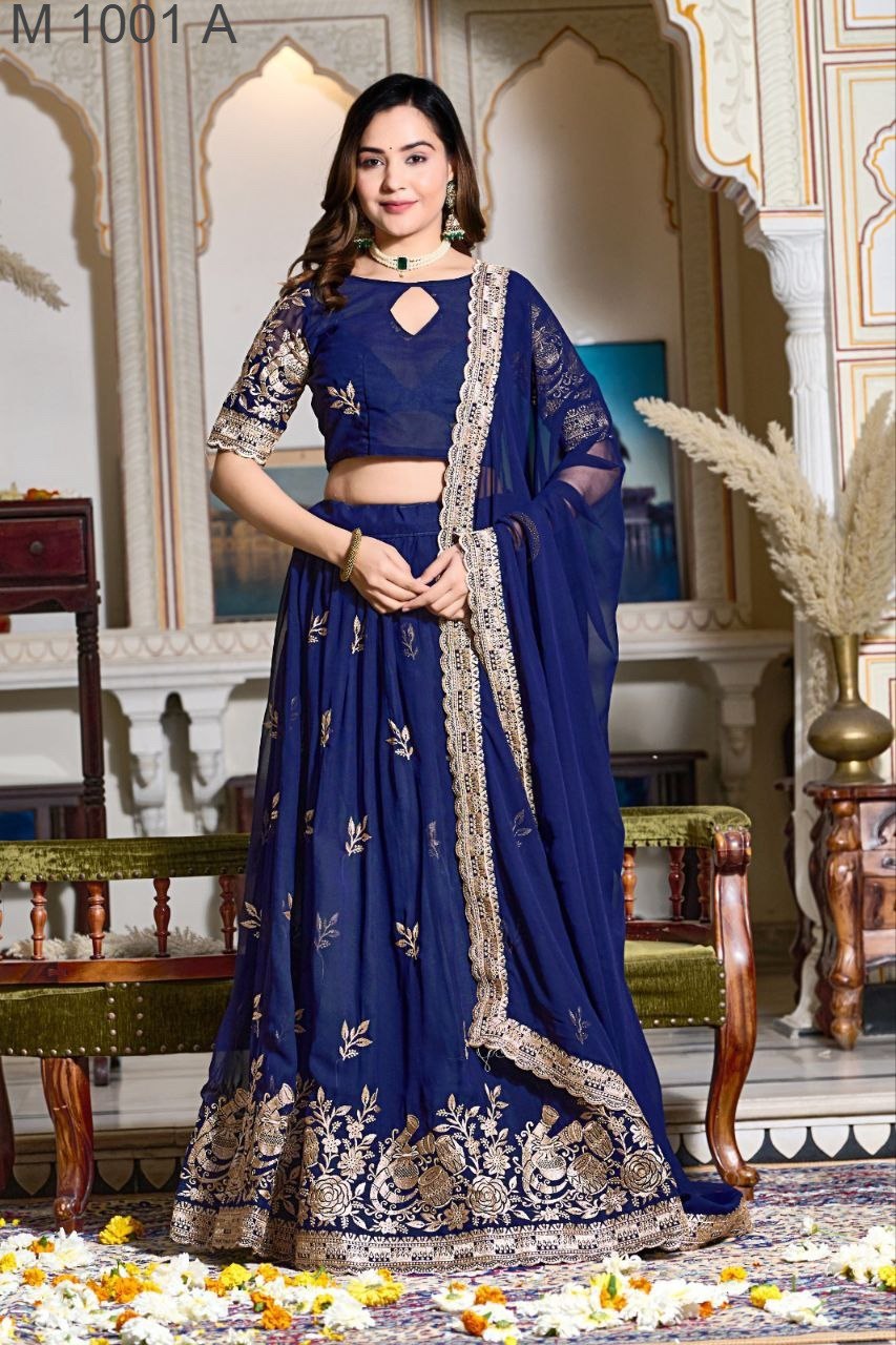 "Women's Beautiful Embroidered Semi Stitched Lehenga Choli Set"