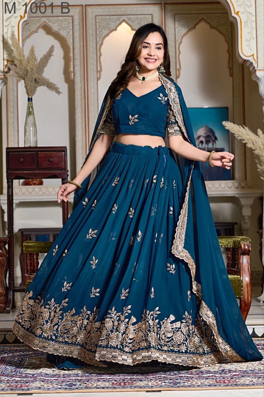 "Women's Beautiful Embroidered Semi Stitched Lehenga Choli Set"