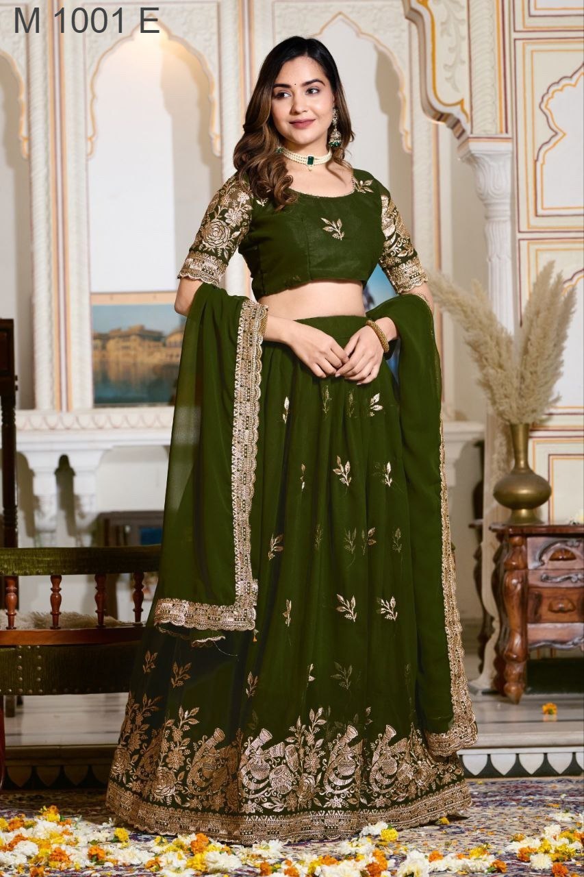 "Women's Beautiful Embroidered Semi Stitched Lehenga Choli Set"