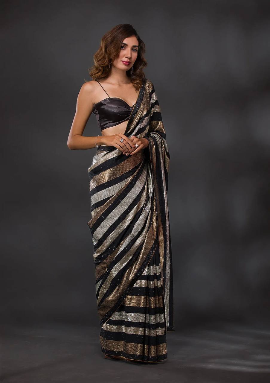 "Sparkling Sequins Georgette Saree Collection - Bollywood Glamour Edition"