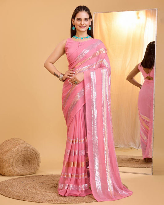 "Sparkling Sequins Georgette Saree Collection - Bollywood Glamour Edition"