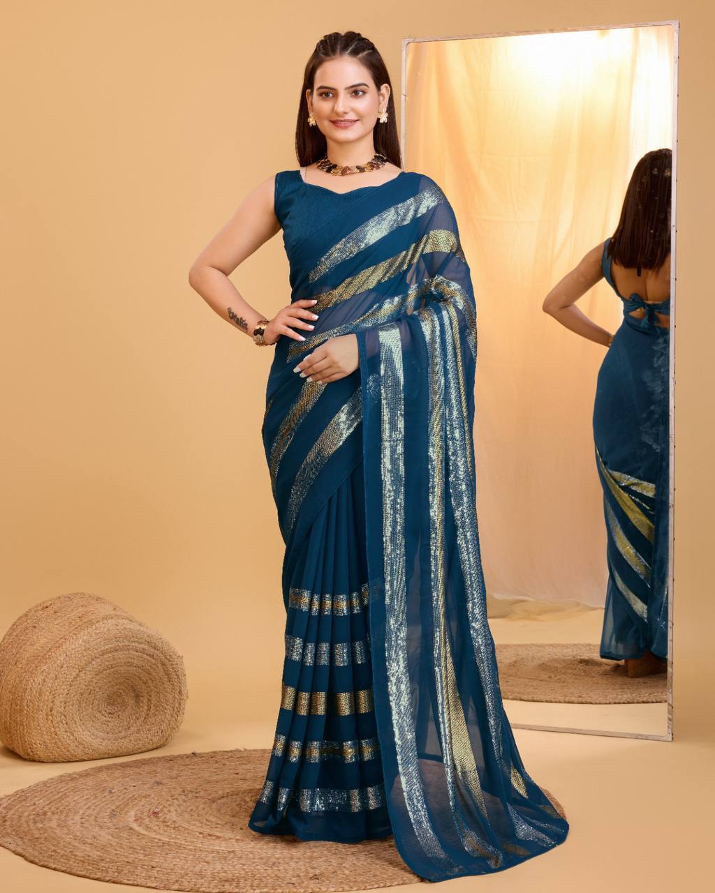 "Sparkling Sequins Georgette Saree Collection - Bollywood Glamour Edition"