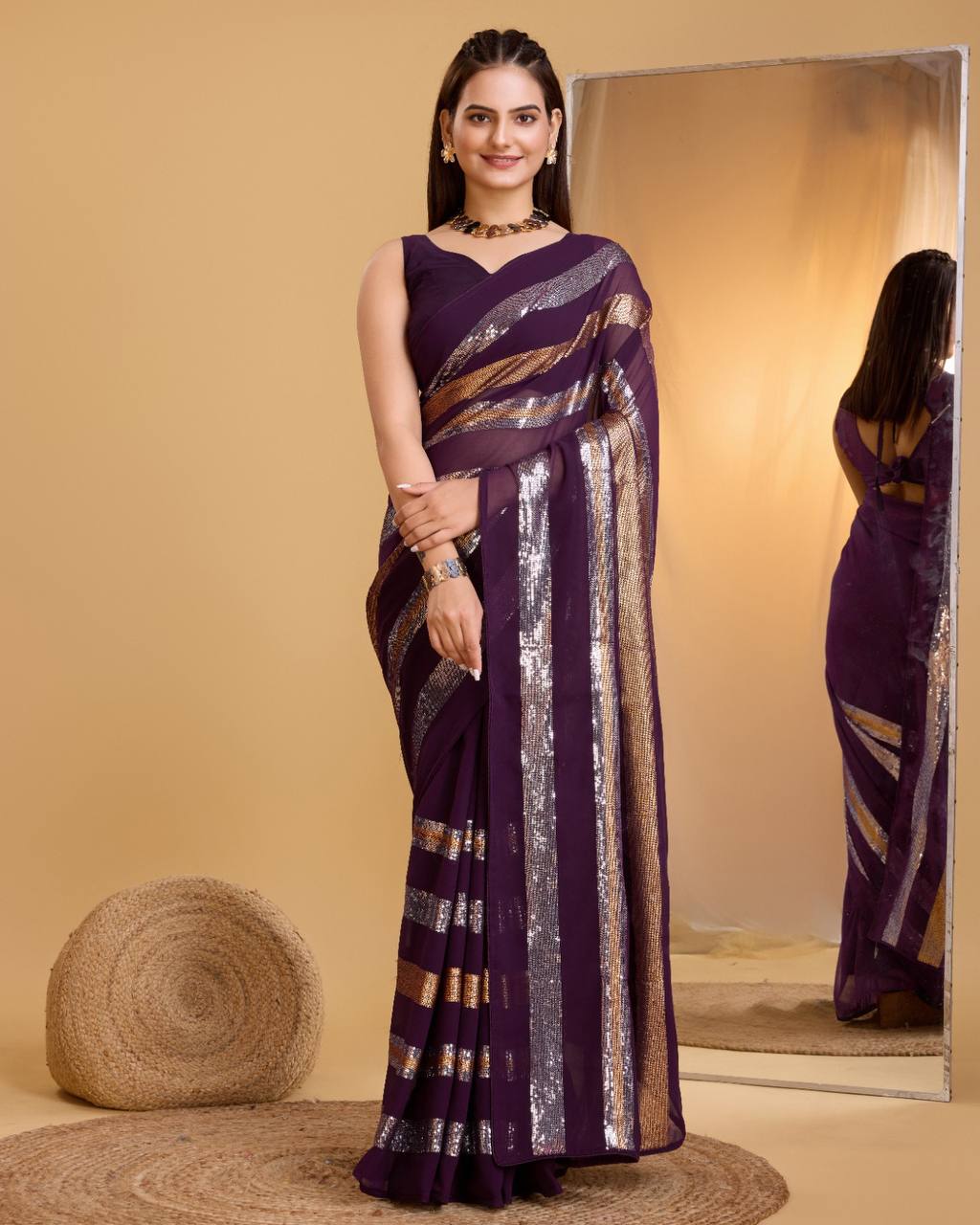 "Sparkling Sequins Georgette Saree Collection - Bollywood Glamour Edition"