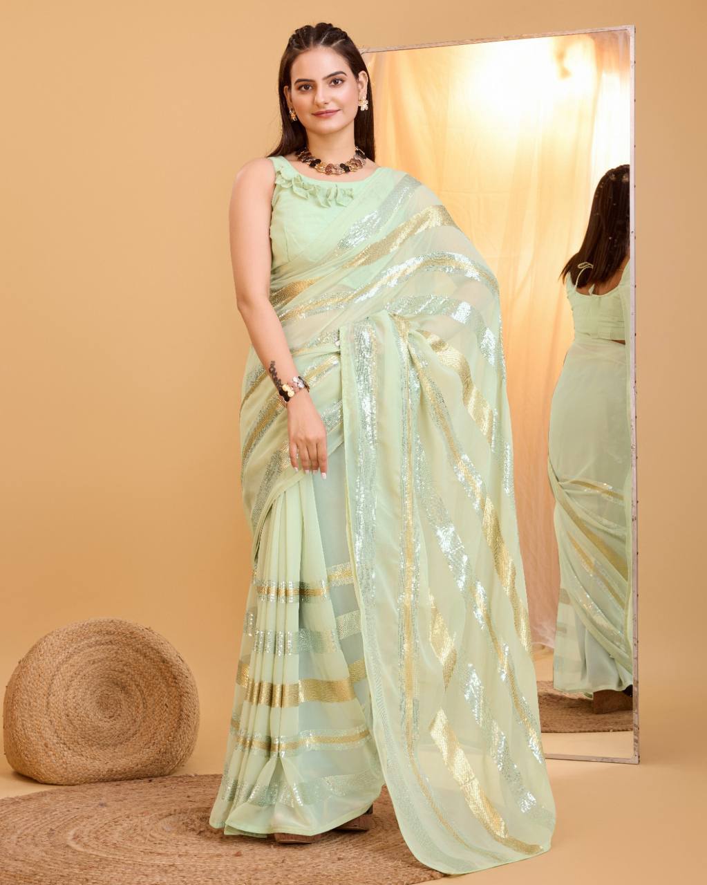 "Sparkling Sequins Georgette Saree Collection - Bollywood Glamour Edition"