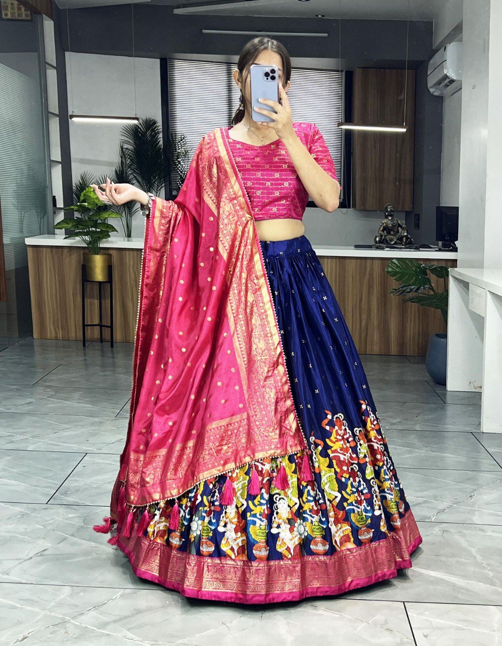 👜Elegant Ajanta Kalamkari Lehenga Collection - Exquisite Indian Attire👜