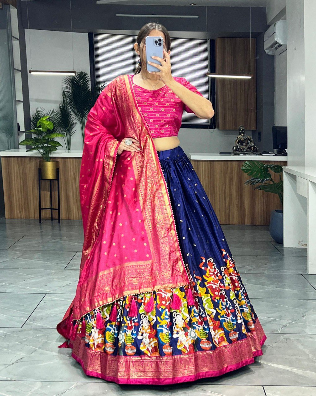 👜Elegant Ajanta Kalamkari Lehenga Collection - Exquisite Indian Attire👜