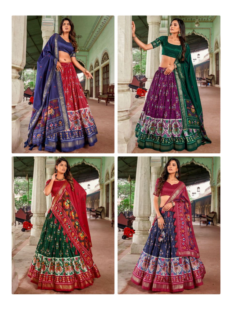 "Royal Tussar Silk Semi-Stitched  Minakari Work Printed Lehenga Choli Ensemble"