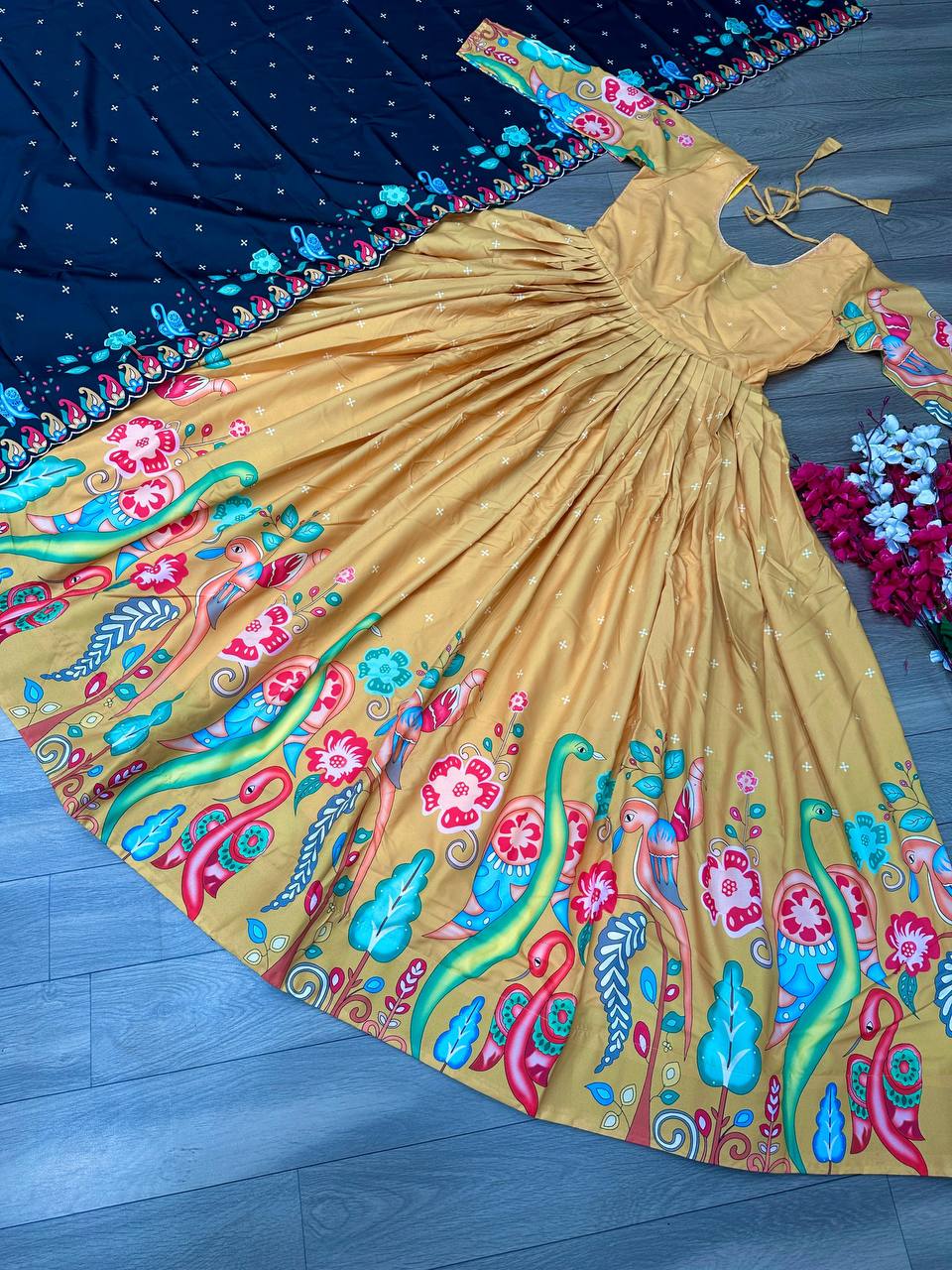 Women's Beautiful Digital Printed Kalamkari Gown With Dupatta