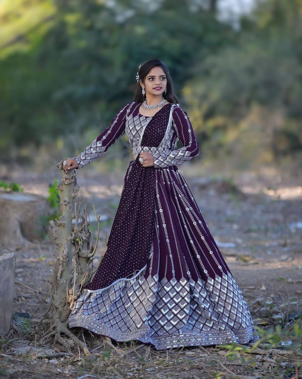 "Heavy Sequence and Thread Work Fox Georgette Ready to Wear Lehenga Choli Set"