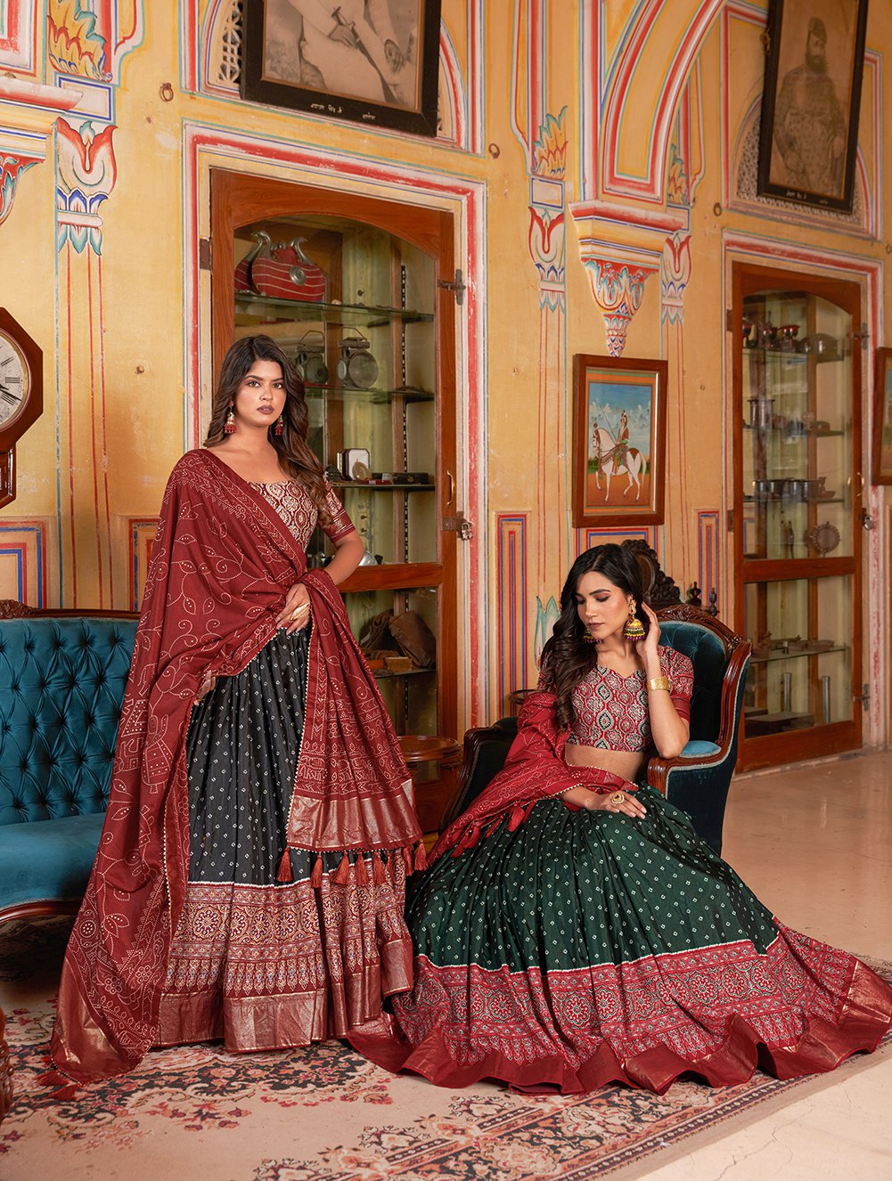 🌟 "Elegant Bandhani Bliss: Dola Silk Lehenga Choli Ensemble" 🌟