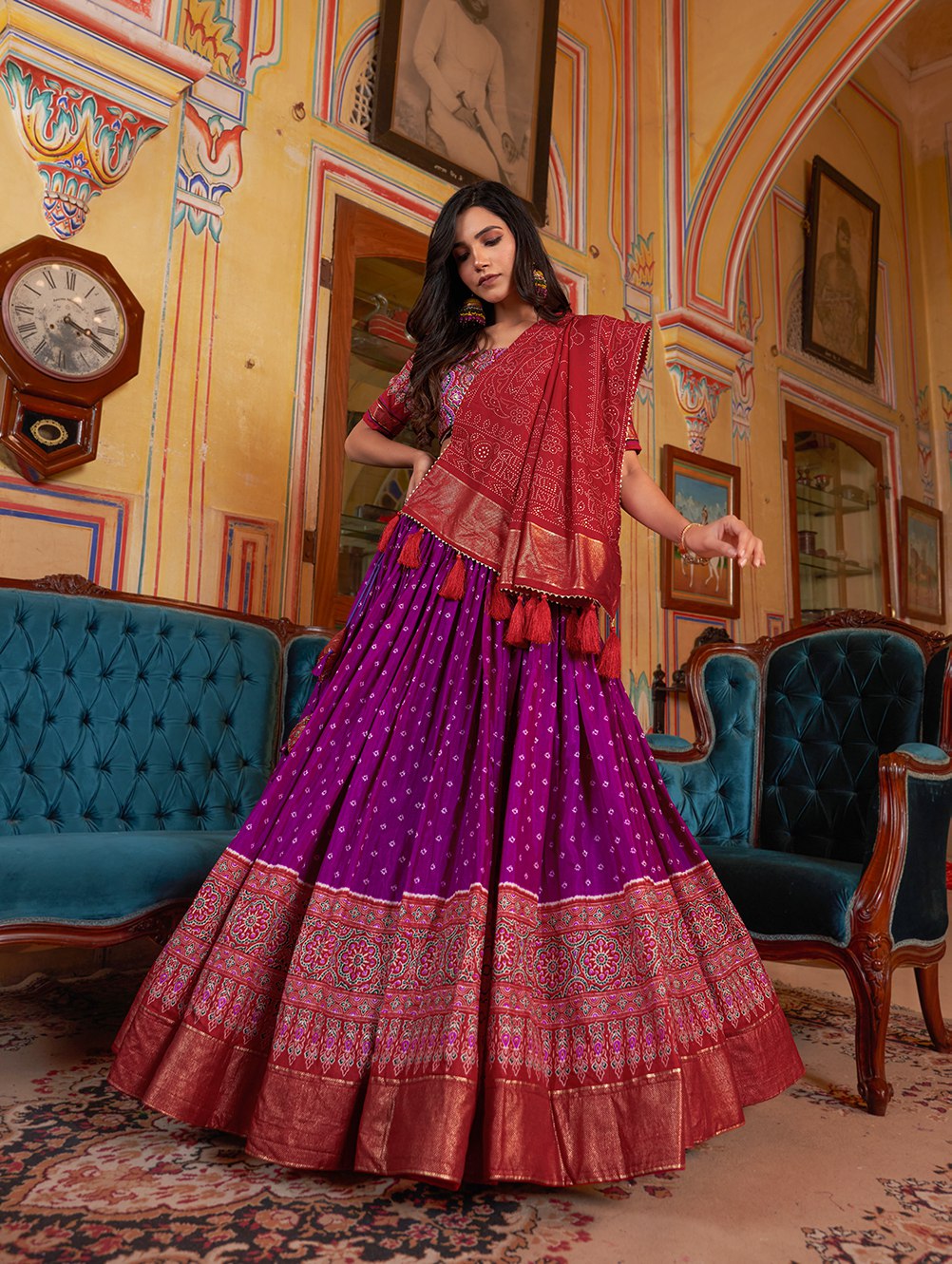 🌟 "Elegant Bandhani Bliss: Dola Silk Lehenga Choli Ensemble" 🌟