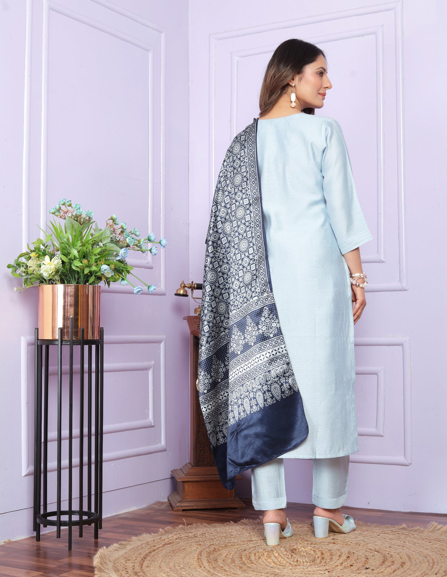 "Handcrafted Viscose Silk Kurta Set with Dupatta"