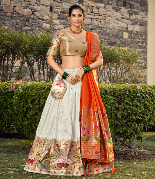 "Exquisite Jacquard Silk Paithani Lehenga Choli Ensemble with Zari Work - Traditional Elegance for Special Occasions"