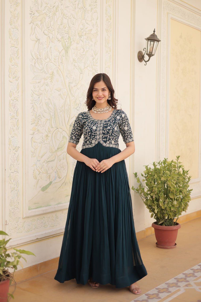 Designer Zari Sequins Embroidered Luxury Gown