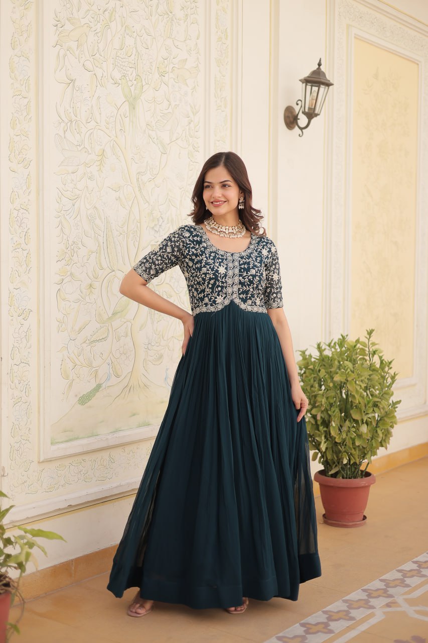 Designer Zari Sequins Embroidered Luxury Gown