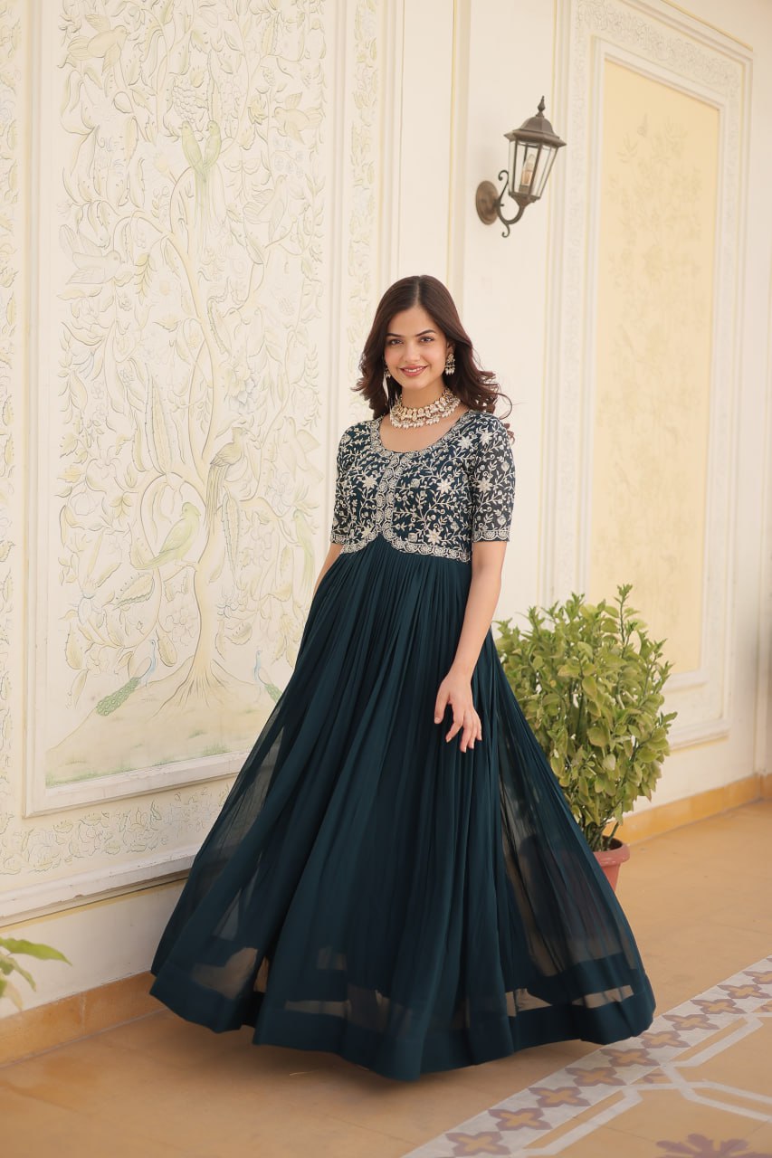 Designer Zari Sequins Embroidered Luxury Gown