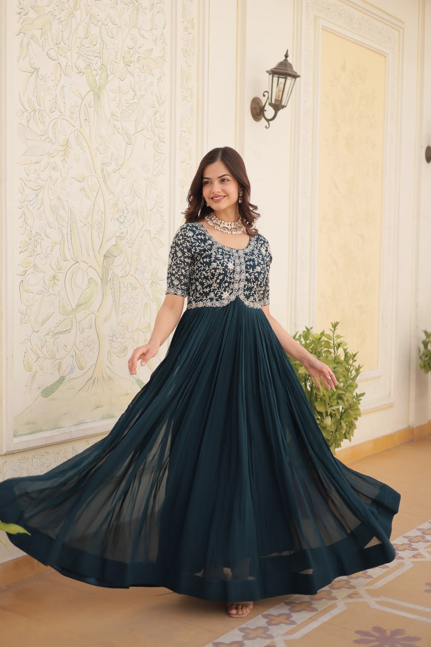 Designer Zari Sequins Embroidered Luxury Gown