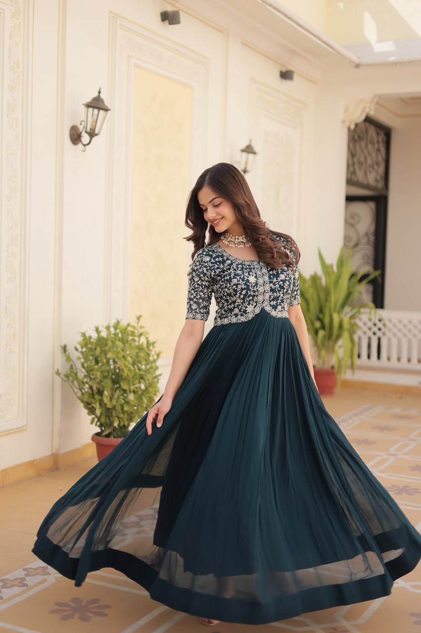 Designer Zari Sequins Embroidered Luxury Gown