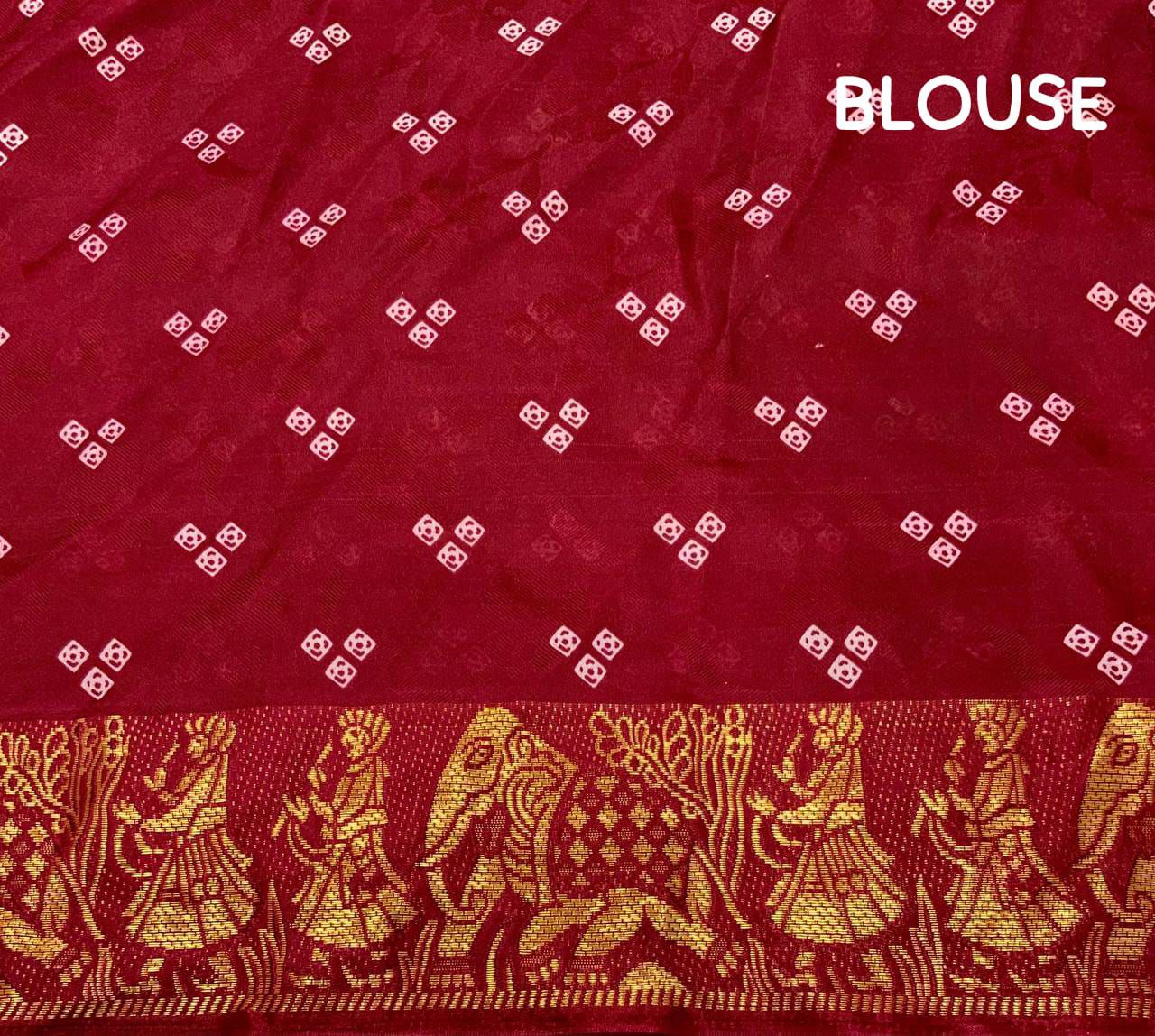 Elegant Self-Woven Border Soft Crepe Bandhani Saree With Blouse